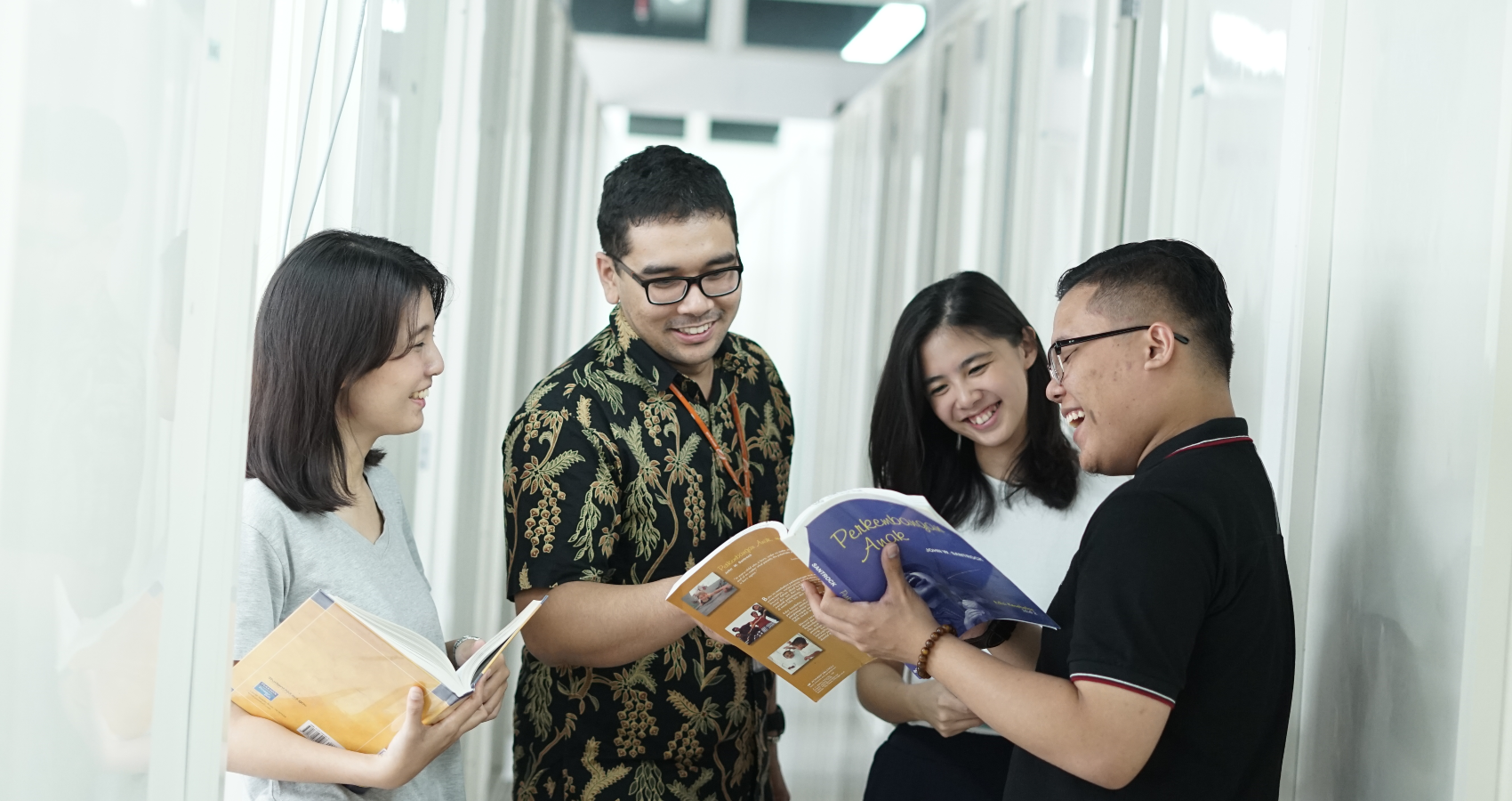 group of young students tutoring and catching up